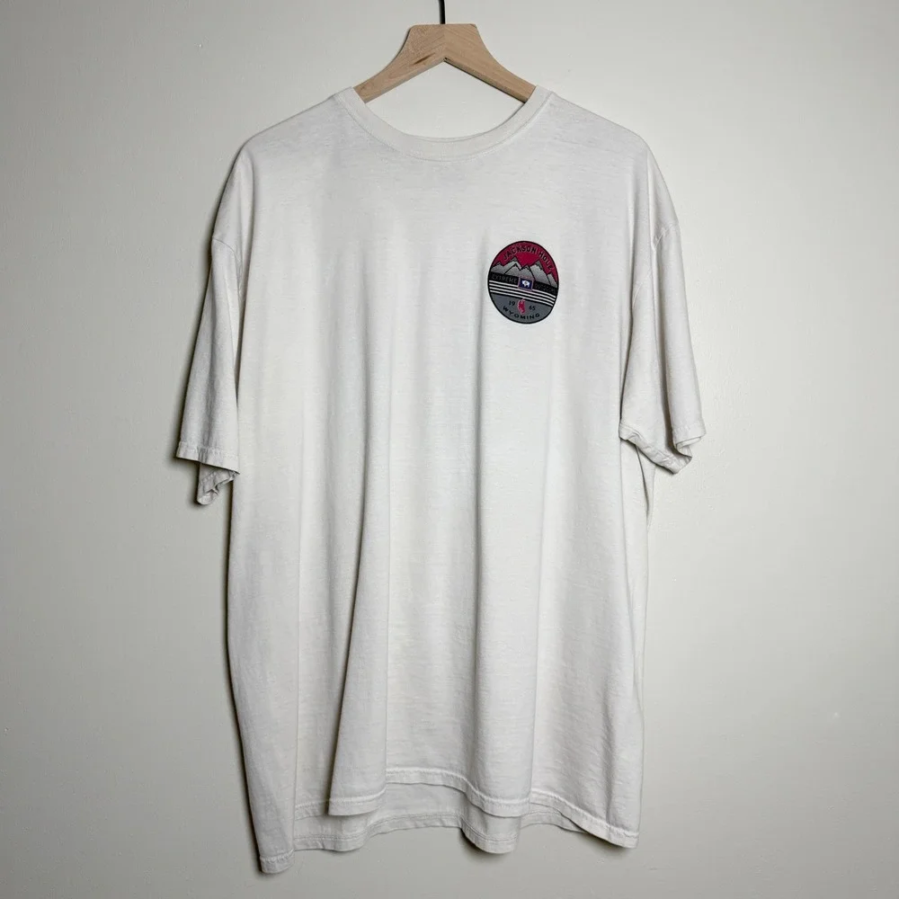 Blue 84 Mens T-Shirt XL Beige Jackson Hole Wyoming Graphic Western‎ Cowboy
